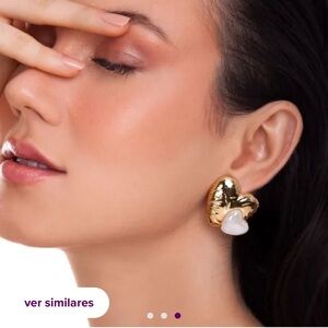 Brand new Maria dolores Heart gold plated necklace real gem stone